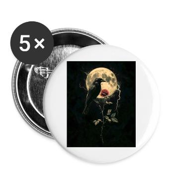 Raven Rose Moon Gloomy Gothic Black Crow - Buttons large 2.2''/56 mm (5-pack) - white - Front