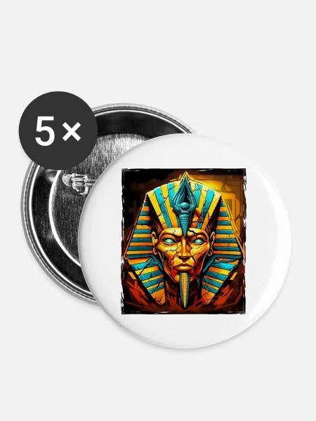 Pharao Totenkopf - Buttons groß 56 mm (5er Pack) - Weiß