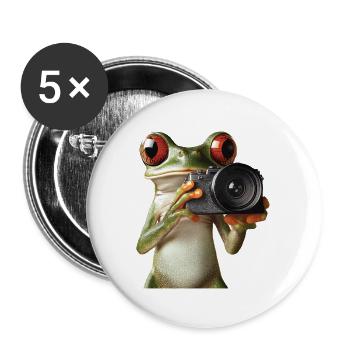 Frosch - Buttons groß 56 mm (5er Pack) - Weiß - Vorne