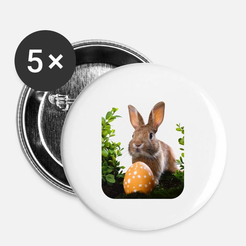 Easter Bunny - Buttons large 2.2''/56 mm (5-pack) - white