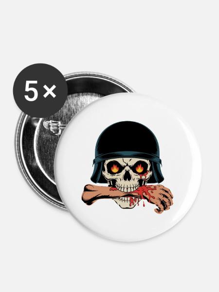 SCHÄDEL - Buttons groß 56 mm (5er Pack) - Weiß