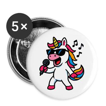 Unicorn Comic Singer - Buttons large 2.2''/56 mm (5-pack) - white - Front