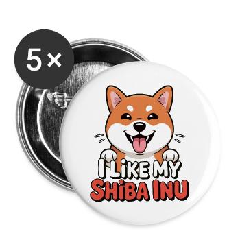 I like my Shiba Inu Dog Love - Buttons large 2.2''/56 mm (5-pack) - white - Front