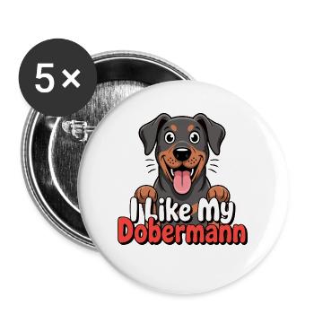 I like my Doberman Dog Love - Buttons large 2.2''/56 mm (5-pack) - white - Front