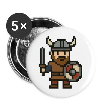 wikinger comic pixel - Buttons groß 56 mm (5er Pack) - Weiß - Vorne