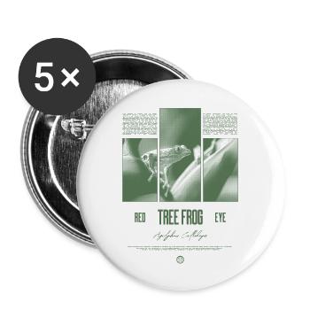 Rotäugiger Laubfrosch Regenwald Amphibie - Buttons groß 56 mm (5er Pack) - Weiß - Vorne
