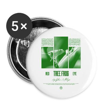 Rotäugiger Laubfrosch Regenwald Amphibie - Buttons groß 56 mm (5er Pack) - Weiß - Vorne