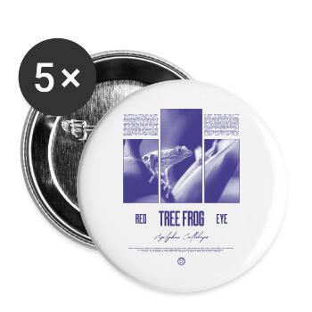 Rotäugiger Laubfrosch Regenwald Amphibie - Buttons groß 56 mm (5er Pack) - Weiß - Vorne
