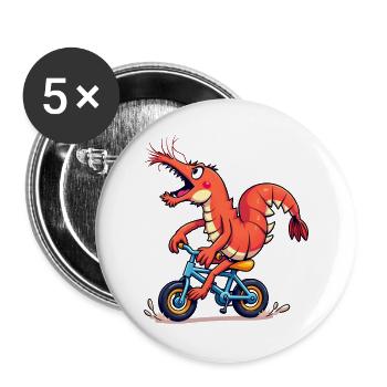 Colorful Cycling Shrimp - Buttons large 2.2''/56 mm (5-pack) - white - Front