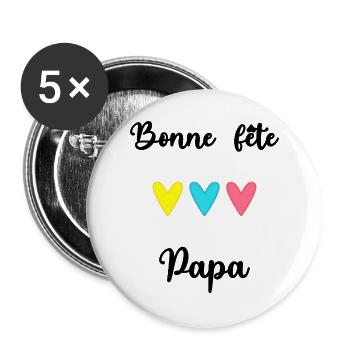 DAD. FATHER'S DAY. HAPPY FATHER'S DAY. HAPPY BIRTHDAY. - Buttons large 2.2''/56 mm (5-pack) - white - Front