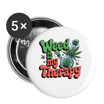 L’herbe est ma thérapie - relaxation sur ordonnance - Lot de 5 grands badges (56 mm) - blanc - Devant