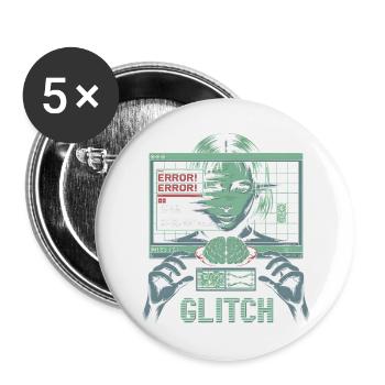 Error Glitch - T-shirt graphique futuriste - Lot de 5 grands badges (56 mm) - blanc - Devant