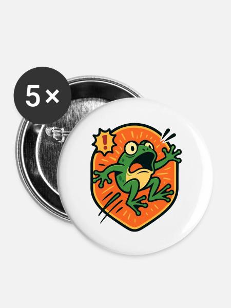 Panic Frog badge - Buttons large 2.2''/56 mm (5-pack) - white