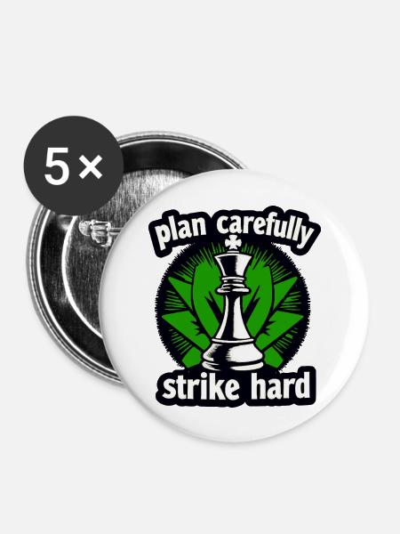 Schach plan carefully strike hard - Buttons large 2.2''/56 mm (5-pack) - white