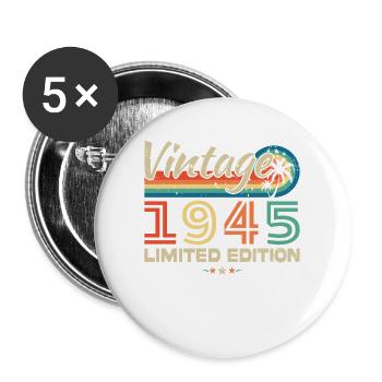 1945 Vintage Retro Geburtstagsgeschenk - Buttons groß 56 mm (5er Pack) - Weiß - Vorne