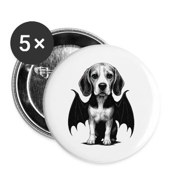 Beagle - Buttons groß 56 mm (5er Pack) - Weiß - Vorne