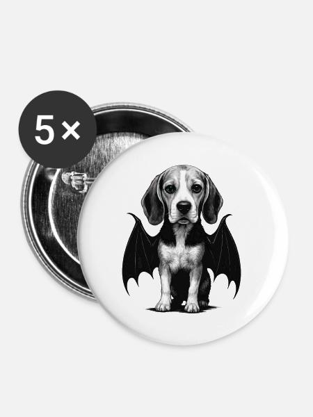 Beagle - Buttons groß 56 mm (5er Pack) - Weiß