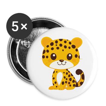 kleiner Leopard - Buttons groß 56 mm (5er Pack) - Weiß - Vorne