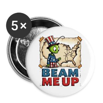 Cute Alien with USA Map - Buttons large 2.2''/56 mm (5-pack) - white - Front
