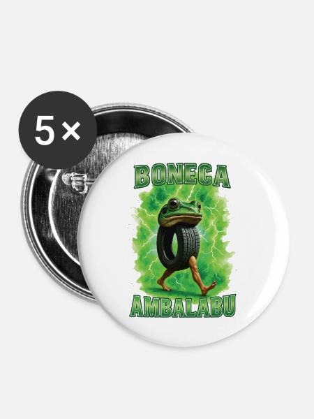 Frosch - Buttons groß 56 mm (5er Pack) - Weiß