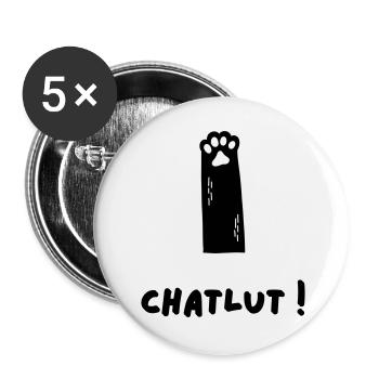 The Cat Who Says Chatlut - Buttons large 2.2''/56 mm (5-pack) - white - Front