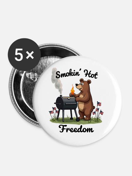 Bärenstarkes Grillvergnügen - Buttons groß 56 mm (5er Pack) - Weiß