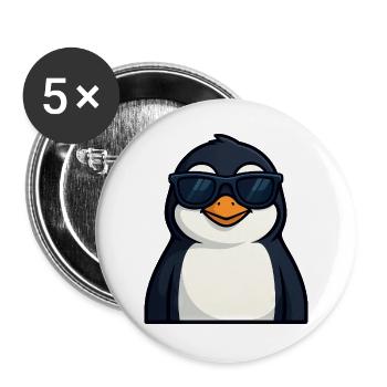Cooler Pinguin mit Sonnenbrille Sommer Lustig - Buttons groß 56 mm (5er Pack) - Weiß - Vorne
