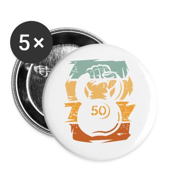 retro kettlebell strongman - Kraftport Fitness - Buttons large 2.2''/56 mm (5-pack) - white - Front