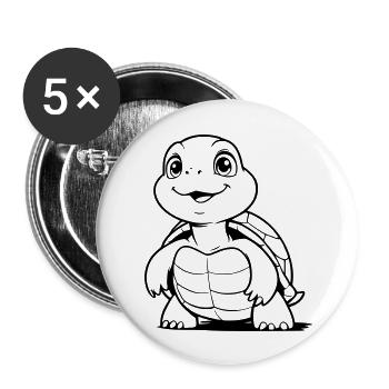 tortue mignonne comme illustration vectorielle - Lot de 5 grands badges (56 mm) - blanc - Devant