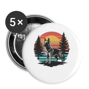 Retro German Shepherd Vintage Dog Lover Gifts Men - Buttons groß 56 mm (5er Pack) - Weiß - Vorne