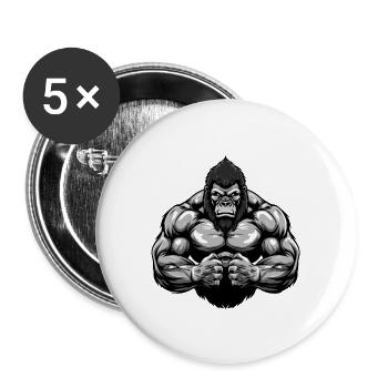 Gorilla Muscles Workout Gym - Buttons large 2.2''/56 mm (5-pack) - white - Front
