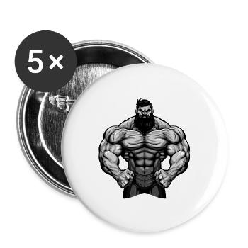Muscles de combattant de bodybuilder - Lot de 5 grands badges (56 mm) - blanc - Devant