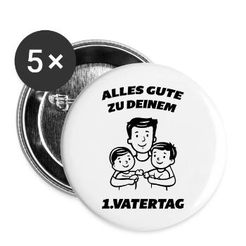 Alles Gute - Erster Vatertag Spruch - Buttons groß 56 mm (5er Pack) - Weiß - Vorne
