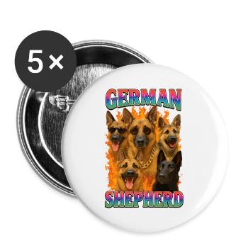 Deutscher Schäferhund - Buttons groß 56 mm (5er Pack) - Weiß - Vorne