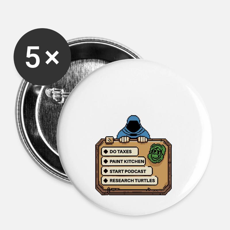 ADHS Superkraft – Side-Quest Held Shirt - Buttons groß 56 mm (5er Pack) - Weiß