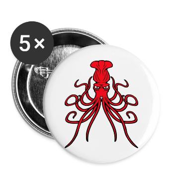 Pieuvre, pieuvre, pieuvre, céphalopode, mauvais œil - Lot de 5 grands badges (56 mm) - blanc - Devant