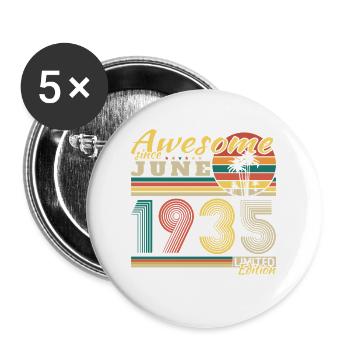 1935 Juni Vintage Geburtstagsgeschenk Retro - Buttons groß 56 mm (5er Pack) - Weiß - Vorne