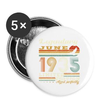 Juni 1935 Vintage Geburtstagsgeschenk Retro - Buttons groß 56 mm (5er Pack) - Weiß - Vorne