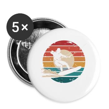 Rétro Vintage Kiteboard Surf Adventure Cadeaux - Lot de 5 grands badges (56 mm) - blanc - Devant