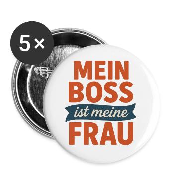 Mein ist meine Frau - Buttons groß 56 mm (5er Pack) - Weiß - Vorne
