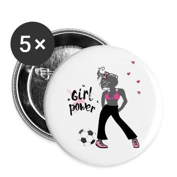 Girlpower Fußballevent - Buttons groß 56 mm (5er Pack) - Weiß - Vorne