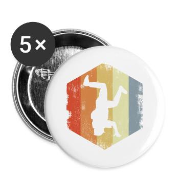 Breakdancer Vintage Look - Buttons groß 56 mm (5er Pack) - Weiß - Vorne