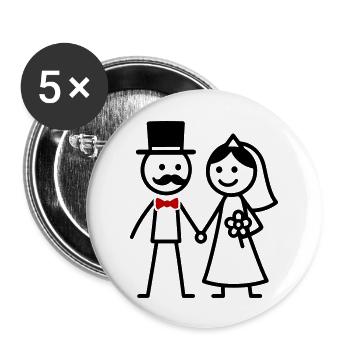 Couple de mariage Couple marié Mariage - Lot de 5 grands badges (56 mm) - blanc - Devant