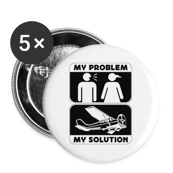 Aerobatic Pilot My Problem My Pictogram Mom Dad - Buttons large 2.2''/56 mm (5-pack) - white - Front