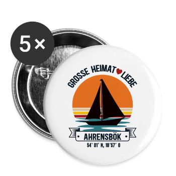 Ahrensbök Heimat Ich Liebe Schleswig Holstein - Buttons groß 56 mm (5er Pack) - Weiß - Vorne