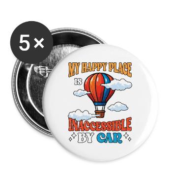 Hot Air Ballooning My Happy Place Balloon Aircraft - Buttons large 2.2''/56 mm (5-pack) - white - Front