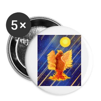 Kosmisch leuchtender Feuervogel: Cyber-Semurg - Buttons groß 56 mm (5er Pack) - Weiß - Vorne
