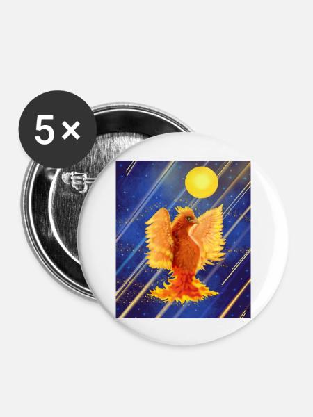 Cosmic Glowing Firebird: Cyber-Semurg - Buttons large 2.2''/56 mm (5-pack) - white