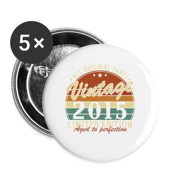 10 Ans 2015 Vintage Retro Cadeau D’anniversaire - Lot de 5 grands badges (56 mm) - blanc - Devant
