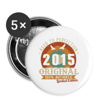 10 Ans 2015 Vintage Retro Cadeau D’anniversaire - Lot de 5 grands badges (56 mm) - blanc - Devant